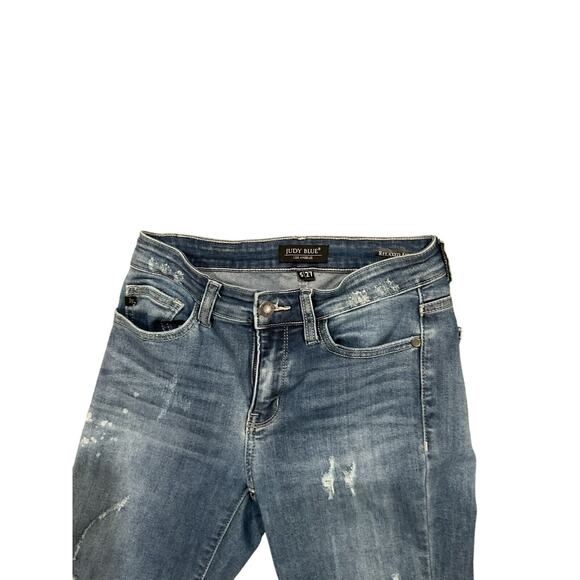 Judy Blue Jeans Womens 5/27 Blue Distressed Skinny Stretch Dark Wash Denim - Picture 9 of 9